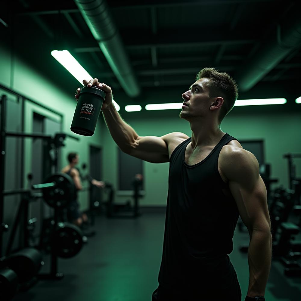 Athlete preparing nutritional shake