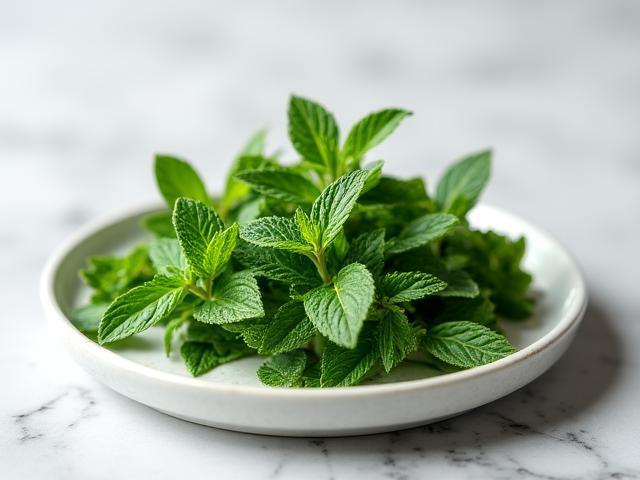 A bag of organic spearmint tea leaves