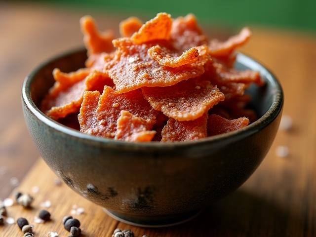 Plant-based mushroom jerky in compostable packaging