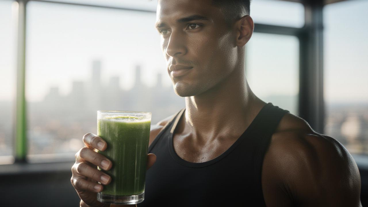 Athlete recovering with plant-based protein in a modern Denver gym